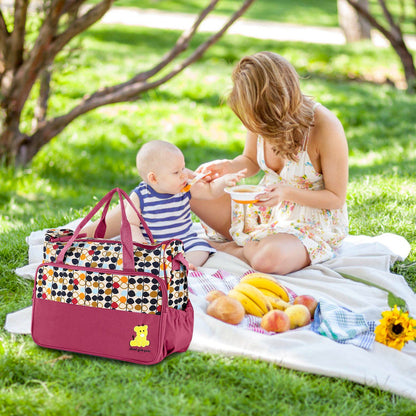 5PCS Baby Diaper Bag Set with Changing Pad & Insulated Pockets