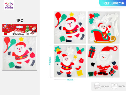 12 Sheets Christmas Gel Cling Stickers