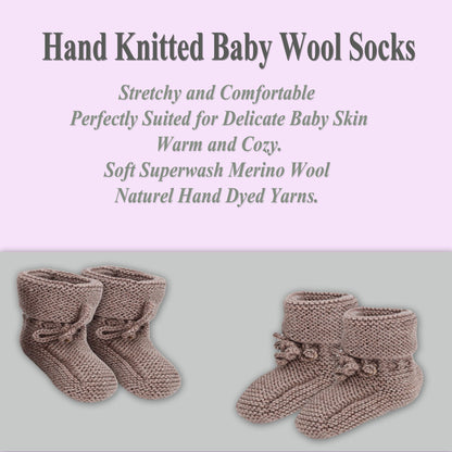 Hand Knitted Baby Wool Bootie Socks for Newborn and 0 to 12 Month Babies 1 Pair