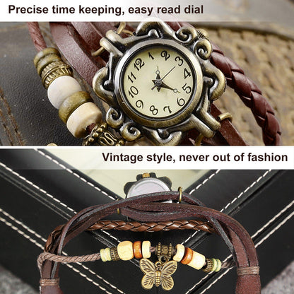 Vintage Women's Watch Bohemian Handmade Leather Watch Quartz Wrist Watch Fashion