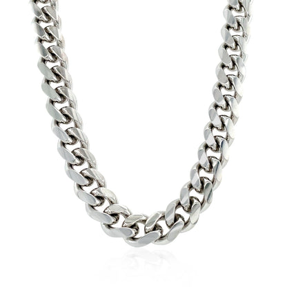 Sterling Silver Rhodium-Plated Miami Cuban Chain 8.4mm