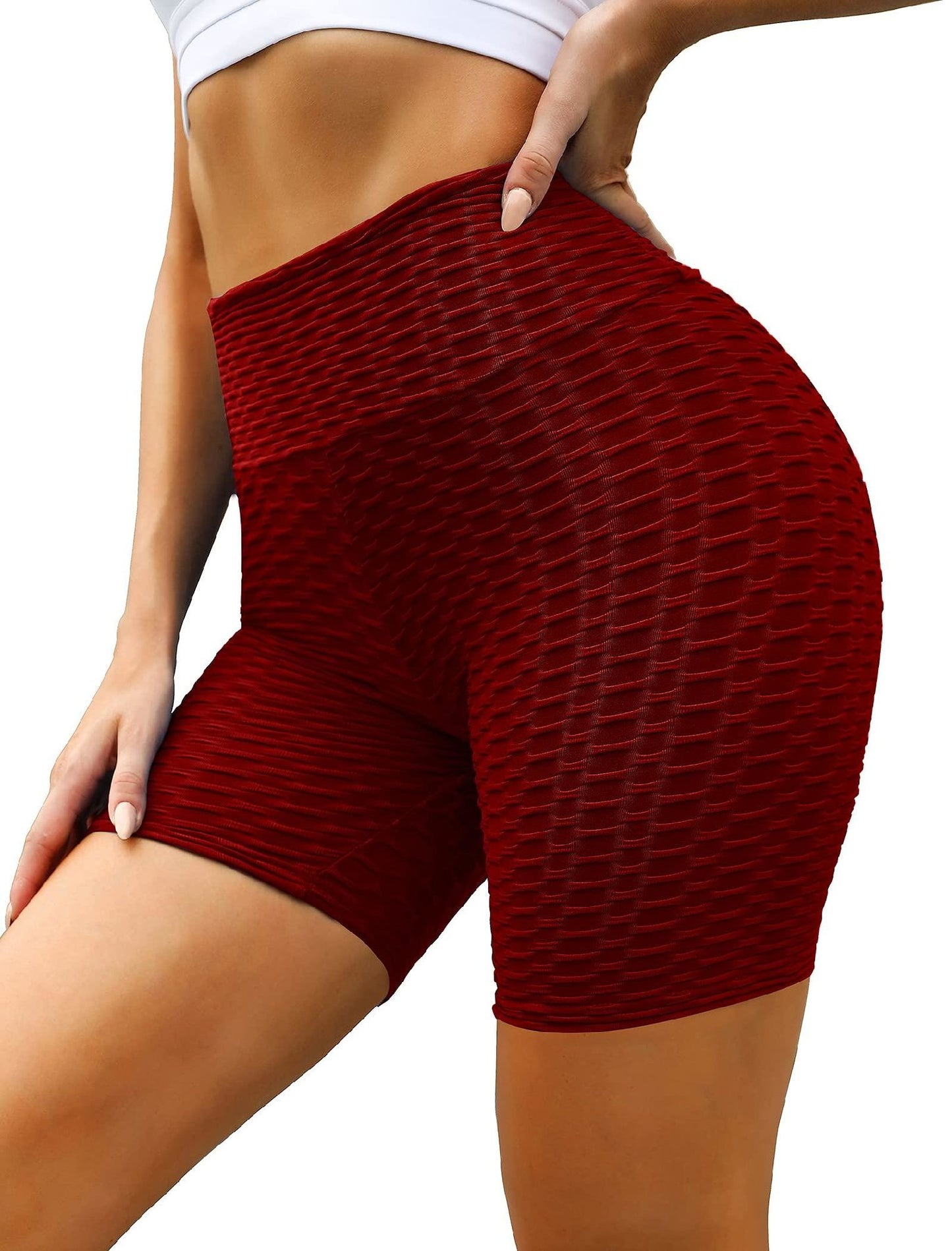 Women's Butt Lift Workout Shorts – High Waist Leggings in Red