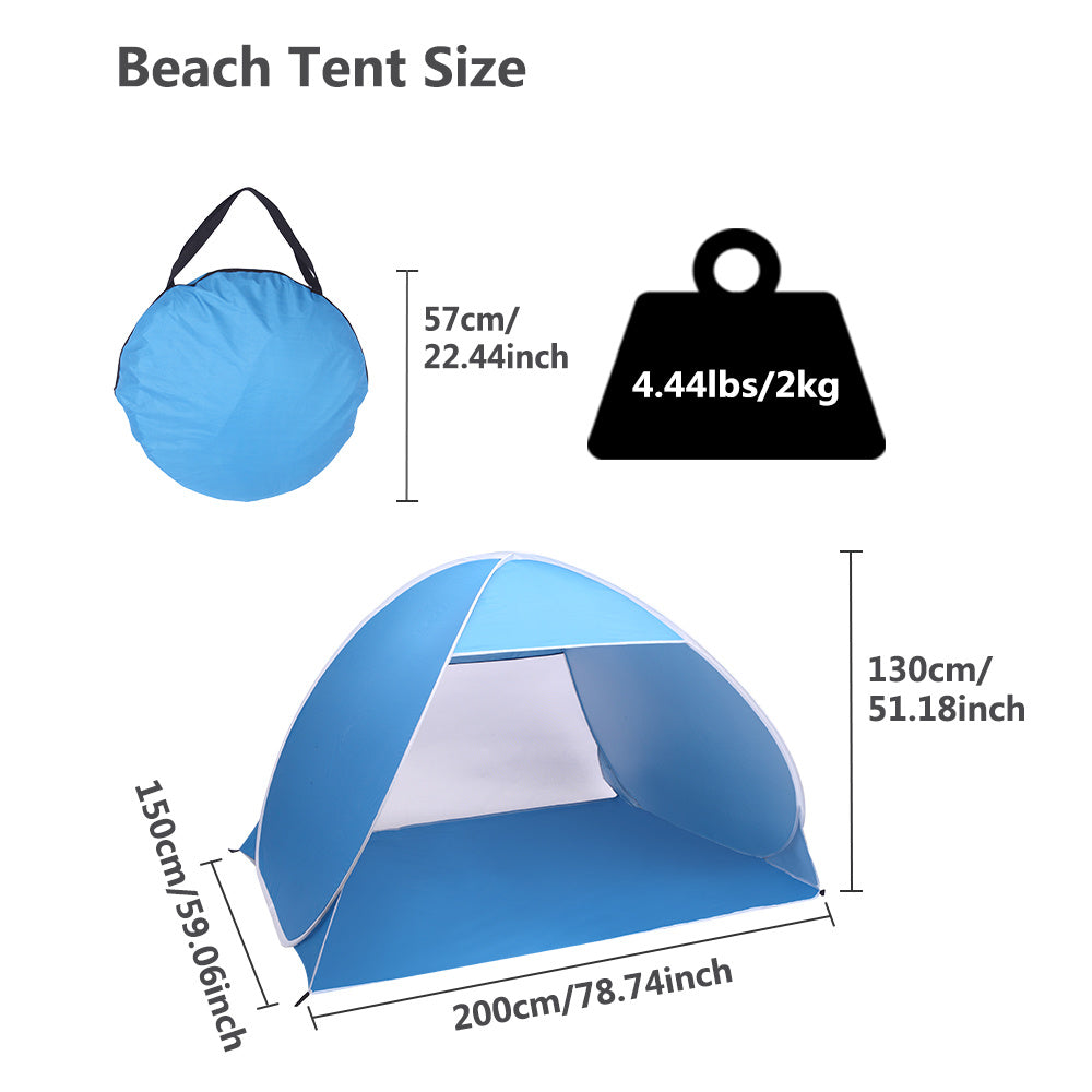 2-3 Person Beach Tent | Pop-Up Sun Shelter with UV Protection