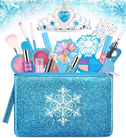 Kids Makeup Kit for Girls – Washable real makeup set featuring Frozen-themed toys for ages 4-8. This starter kit encourages imaginative play and is perfect for little princesses!