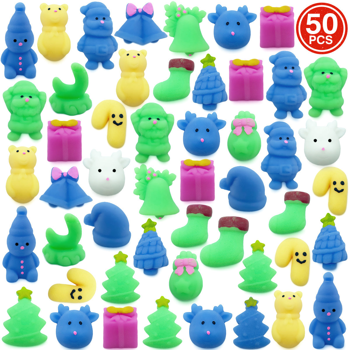 50 Pcs Christmas Mochi Squishy Toys