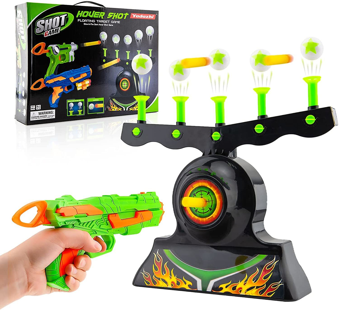 Glow-in-the-dark shooting targets for Nerf guns