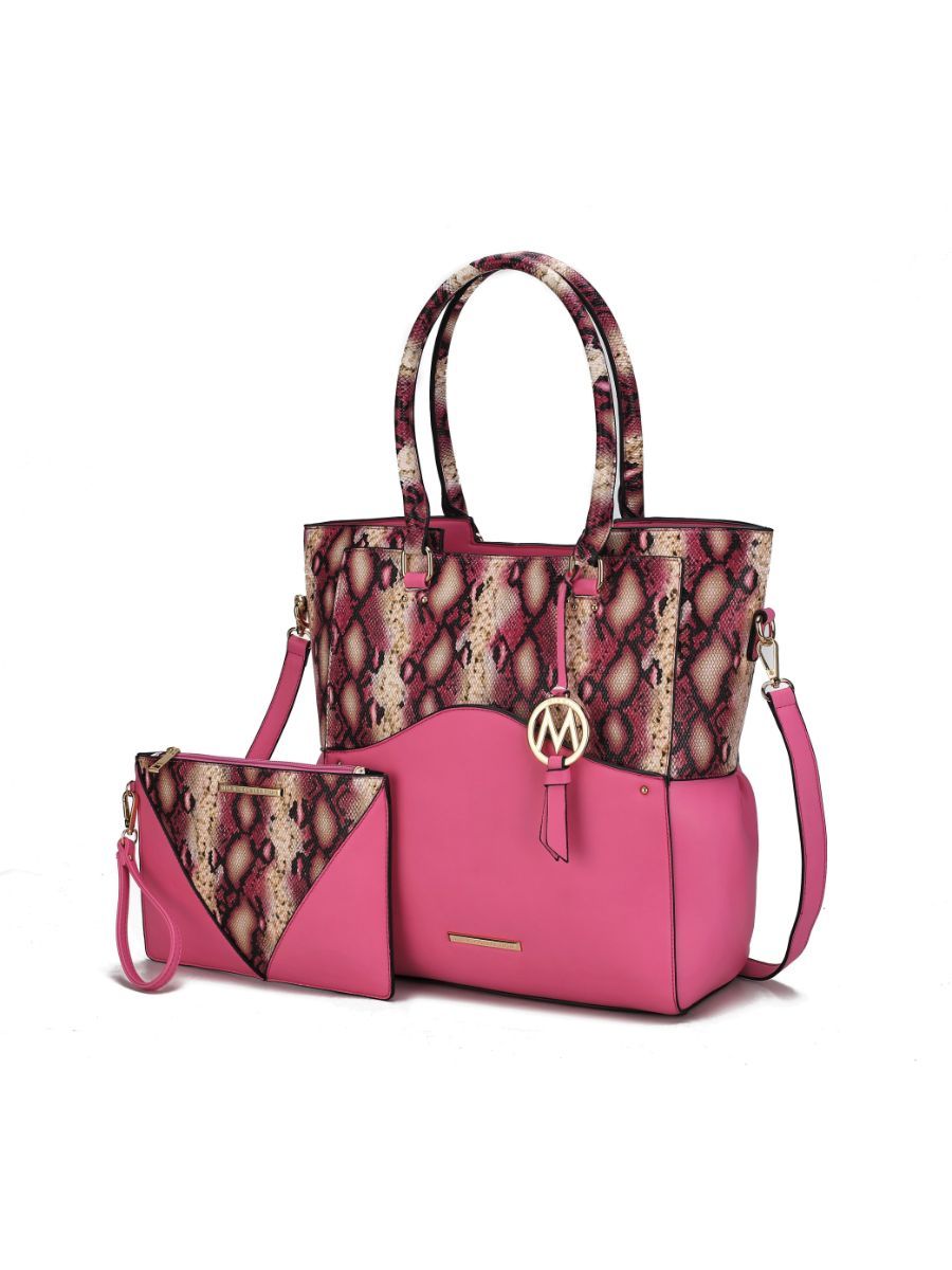 MKF Collection Iris Snake Embossed Vegan Leather Tote & Wristlet