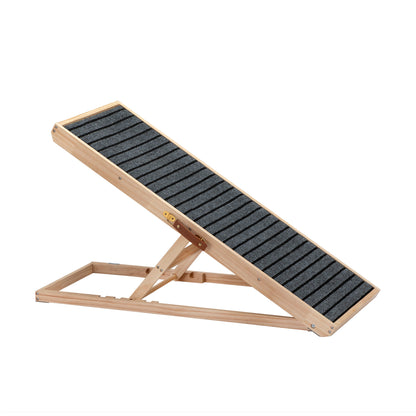 39" Long Wooden Pet Ramp, Folding Dog Cat Ramp with Height Adjustment