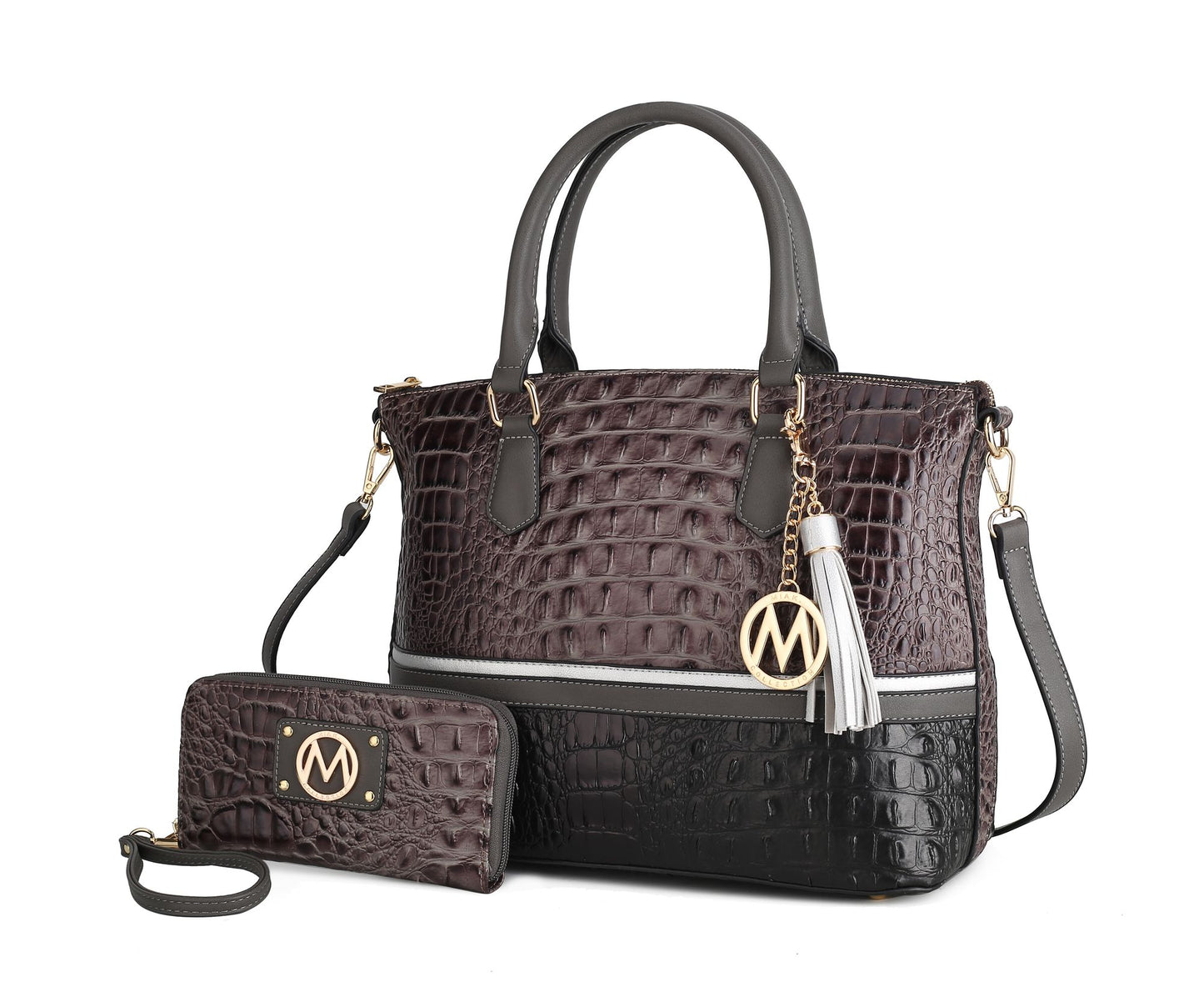 MKF Collection Autumn Crocodile Skin Tote Handbag with Wallet by Mia k