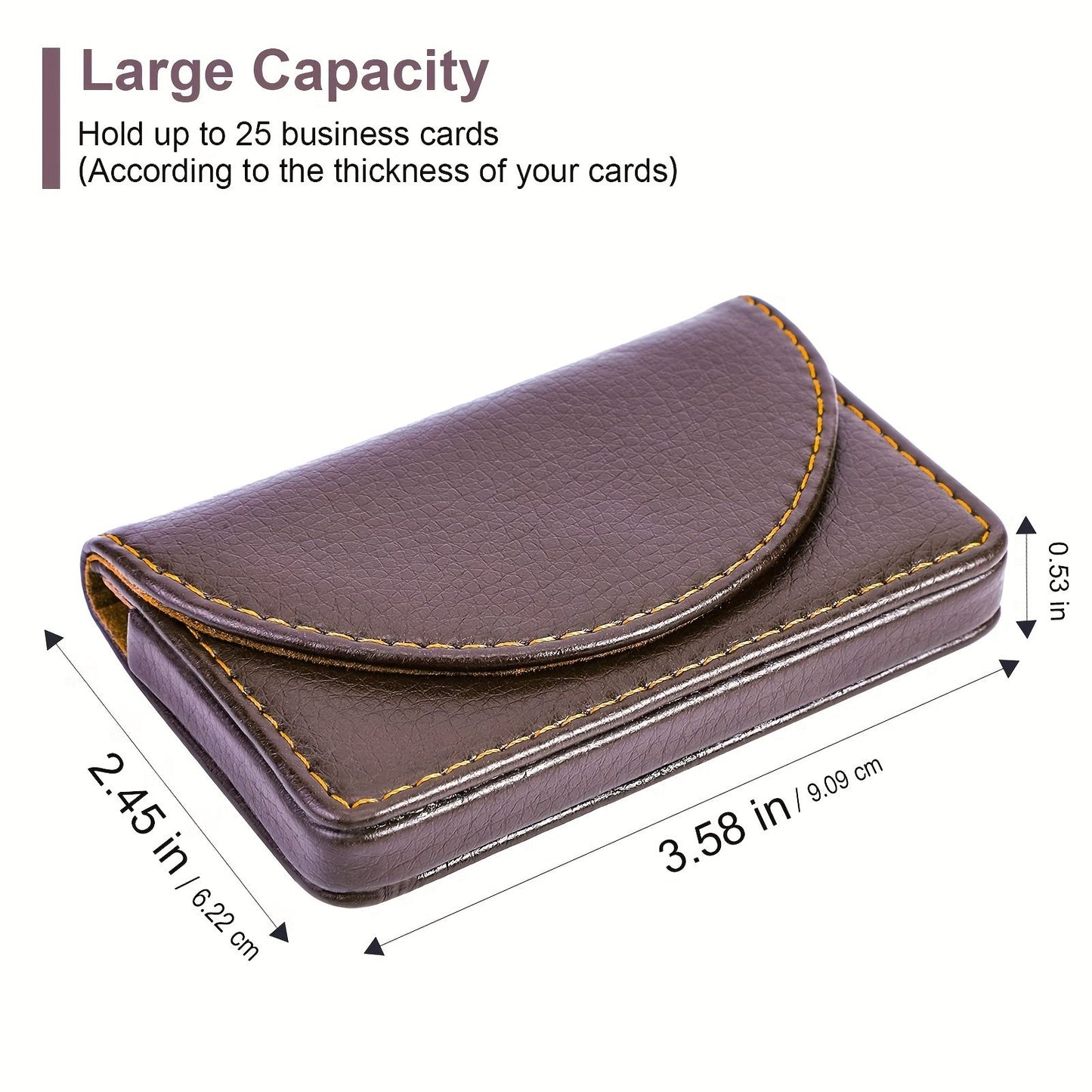 PU Leather Business Card Holder, Slim Magnetic Case