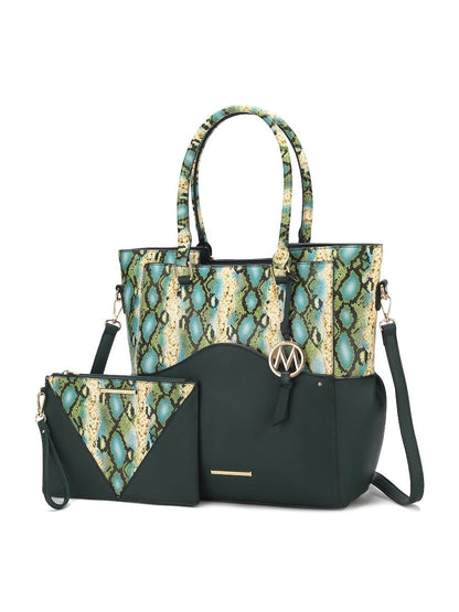 MKF Collection Iris Snake Embossed Vegan Leather Tote & Wristlet