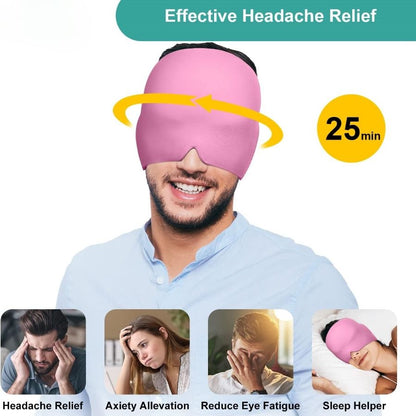 360° Massage Migraine Relief Hat, Hot/Cold Therapy Eye Mask