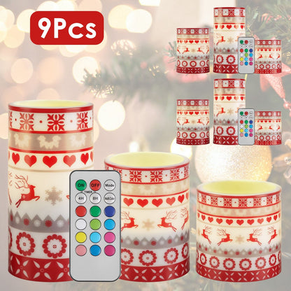 Christmas Flameless LED Candles Set – Deer Flickering Pillar