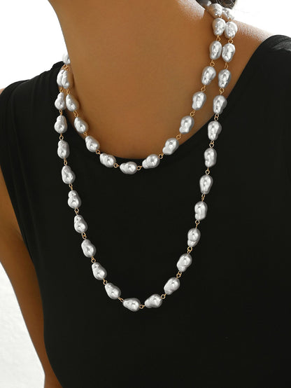 Elegant Double-Layer Pearl Necklace Set for Young Women