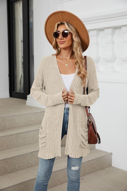 Women's lightweight cardigan, fashionable and casual, oversized long sleeved cardigan sweater, loose dress, autumn holiday top