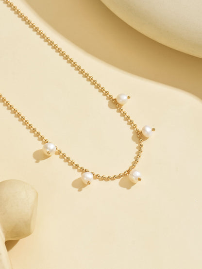 Elegant Gold-Tone Pearl Drop Anklet -  Stylish and Dainty Foot Jewelry