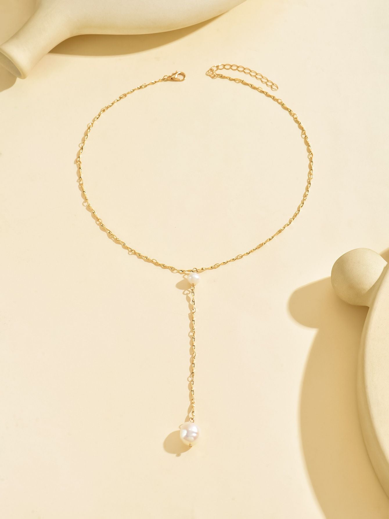 Elegant Gold-Tone Pearl Drop Necklace