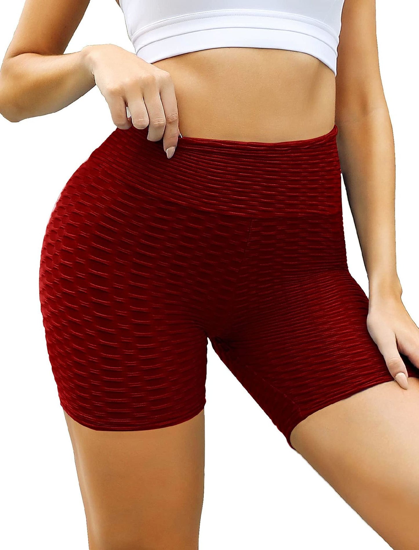 Women's Butt Lift Workout Shorts – High Waist Leggings in Red