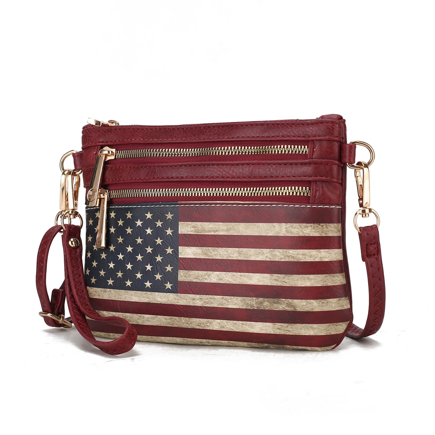 MKF Collection Alisson Vegan Leather FLAG Crossbody-Wristlet Bag