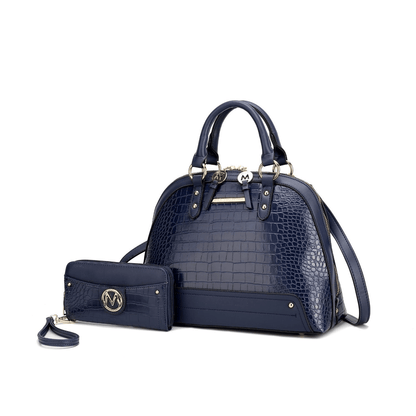 MKF Collection Nora Croco Satchel Handbag – Navy