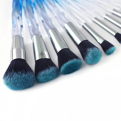 10pcs Professional Makeup Brush with Crystal Handle Foundation Brush