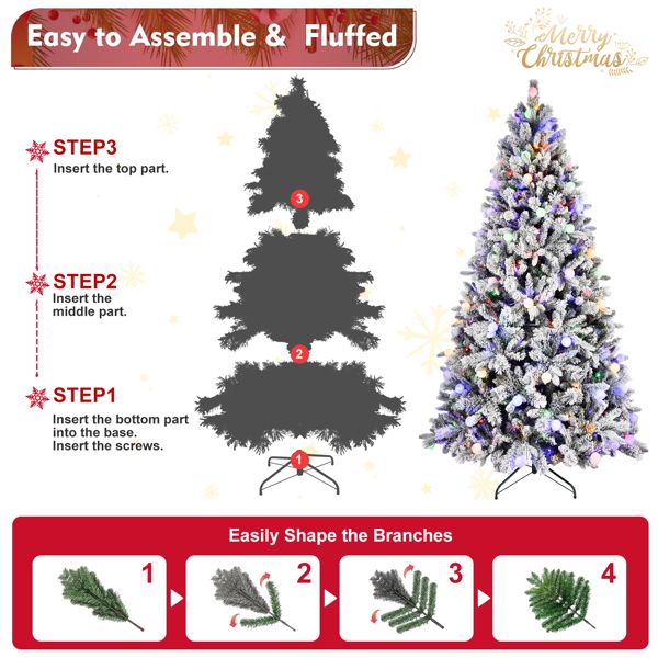 7.5FT Mixed PE/PVC Christmas Tree with LED Lights & Easy Power