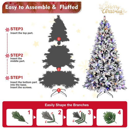 7.5FT Mixed PE/PVC Christmas Tree with LED Lights & Easy Power