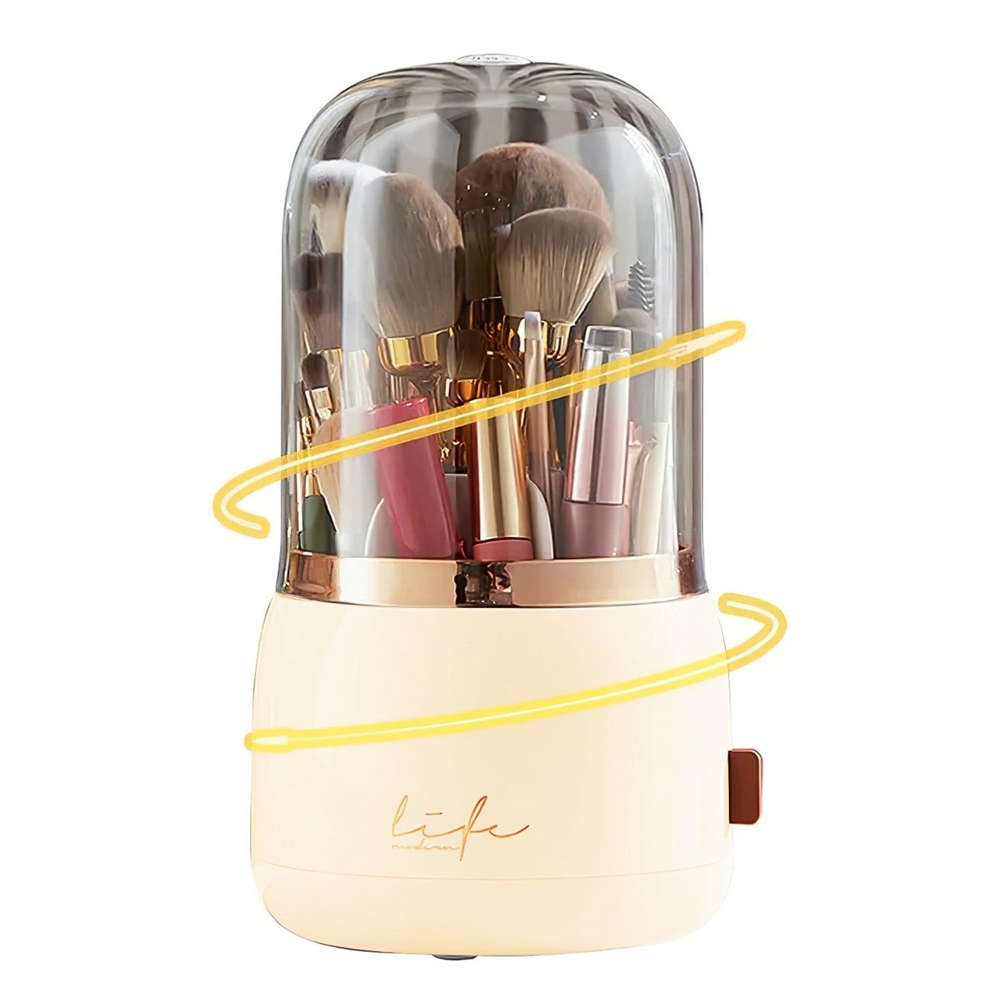 360° Rotating Makeup Brush Holder with Lid