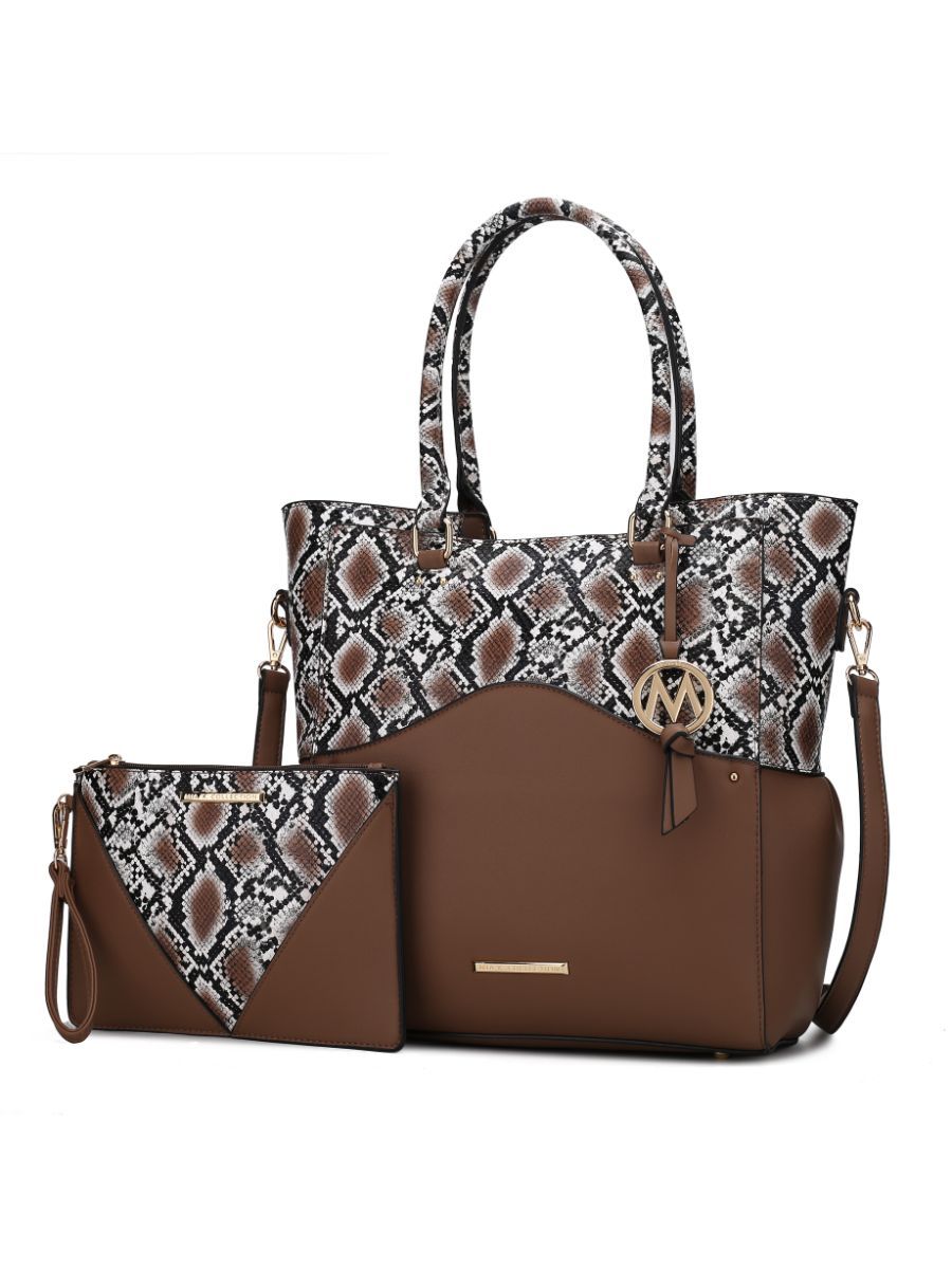 MKF Collection Iris Snake Embossed Vegan Leather Tote & Wristlet