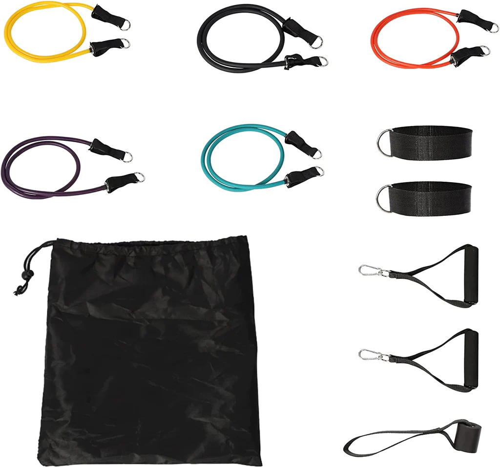 11 Pack Resistance Bands Set with Door Anchor - Adjustable Home Workout Kit