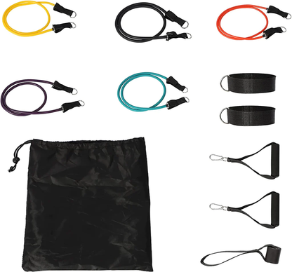 11 Pack Resistance Bands Set with Door Anchor - Adjustable Home Workout Kit