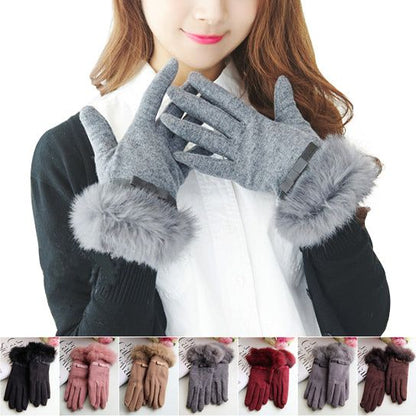 Cashmere Gloves with Faux Fur Trim & Touchscreen Technology for Winter