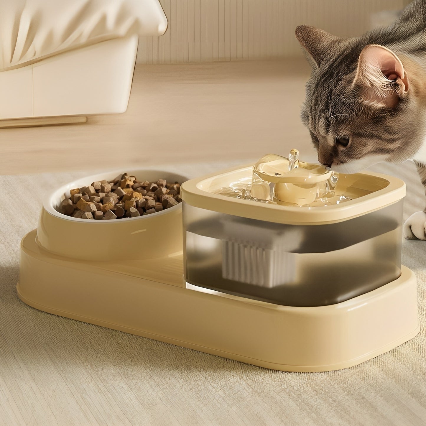 2-in-1 Cat Water Dispenser and Feeding Bowl