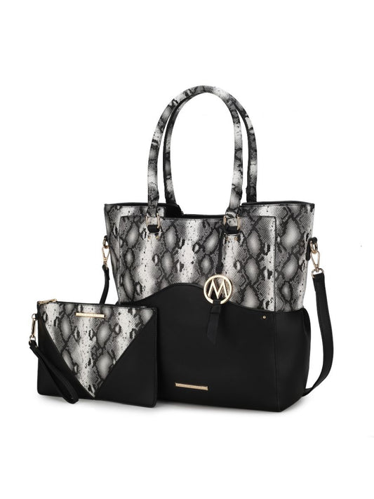 MKF Collection Iris Snake Embossed Vegan Leather Tote & Wristlet