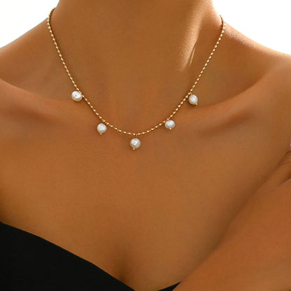 Elegant Gold-Tone Pearl Drop Anklet -  Stylish and Dainty Foot Jewelry