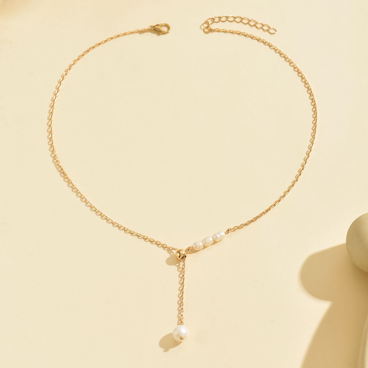 Elegant Gold-Tone Pearl Drop Necklace for Young Women