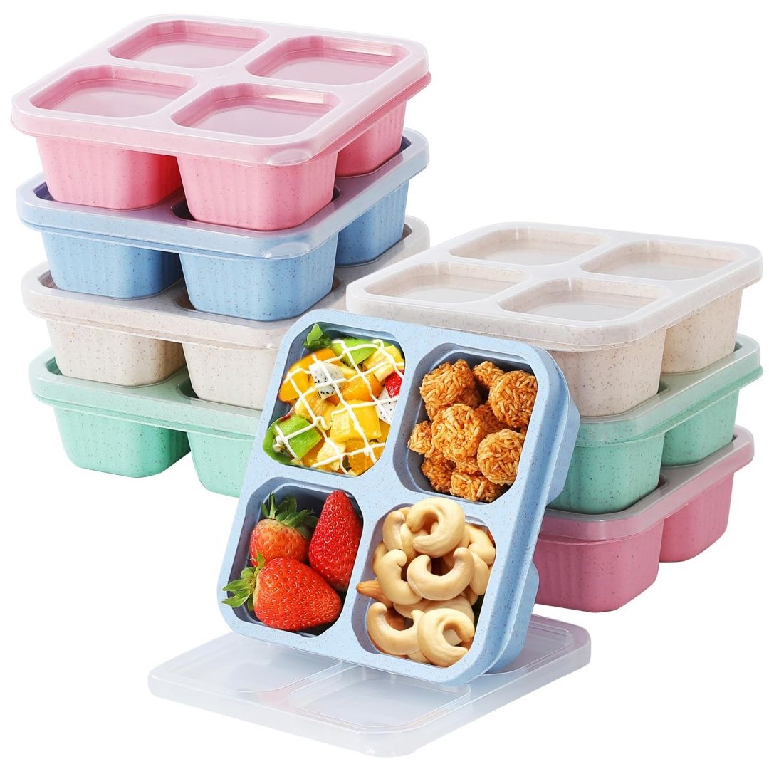 4 Compartment Snack Containers - Wheat Straw Meal Prep Box