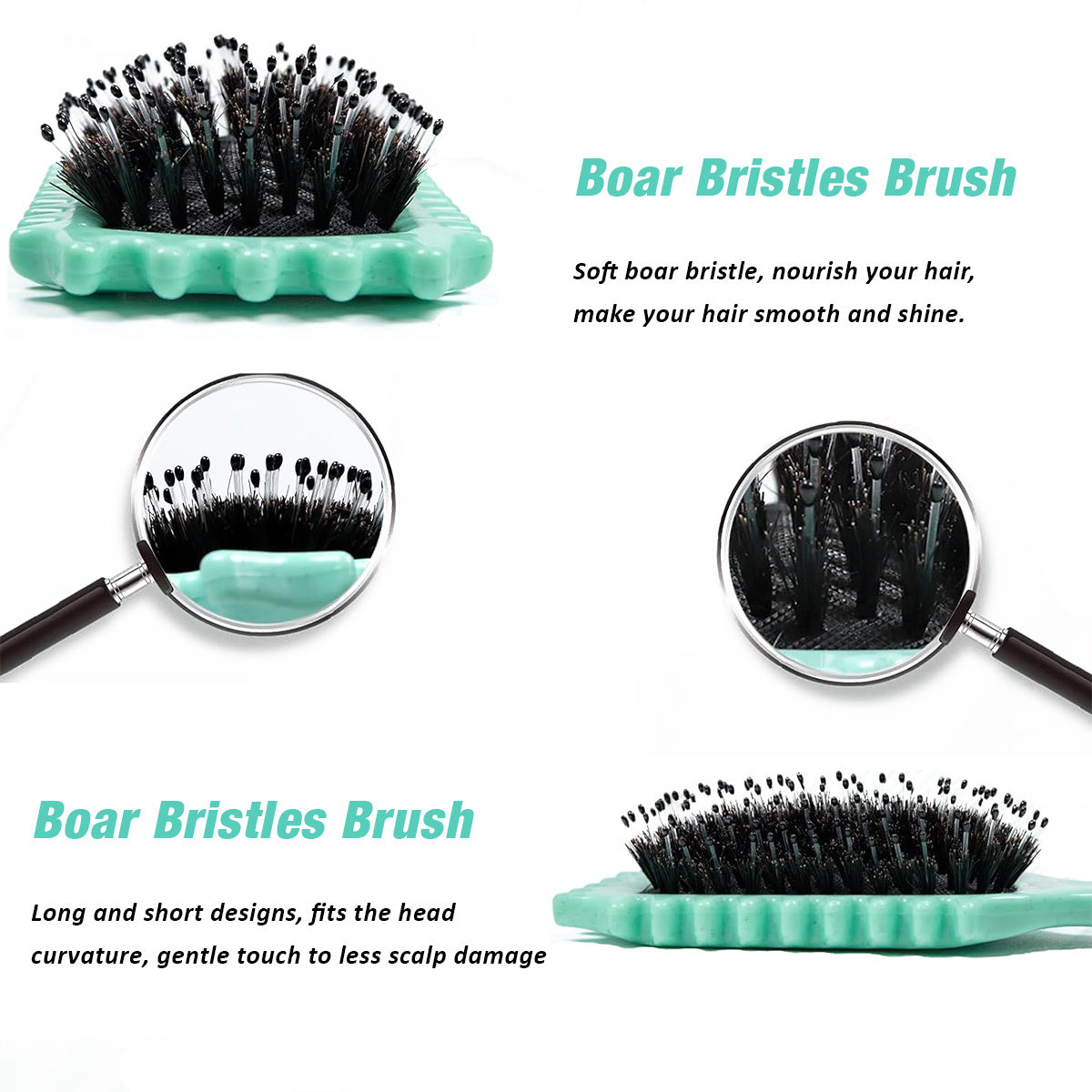 Curl Defining Boar Bristle Brush for Men & Women – Detangling, Shaping, & Reducing Curl