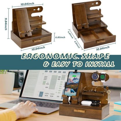 Wood Phone Docking Station with Drawer