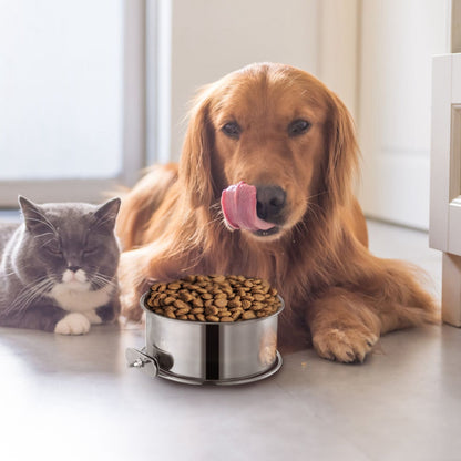 Stainless Steel Dog Bowl with Clamp Holder for Pet Cage