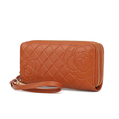 MKF Collection Quilted Flower Embossed Wristlet Wallet by Mia K