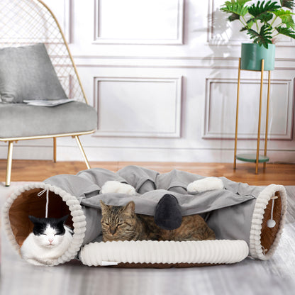 Collapsible Cat Tunnel Bed for Indoor Cats