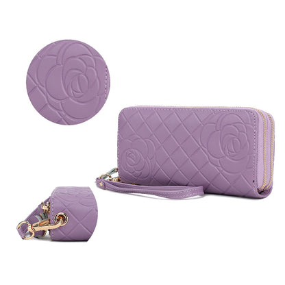 MKF Collection Quilted Flower Embossed Wristlet Wallet by Mia K