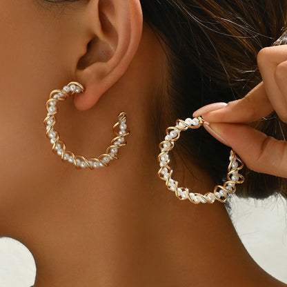 Gold Pearl Hoop Earrings – Elegant, Stylish & Lightweight Jewelry