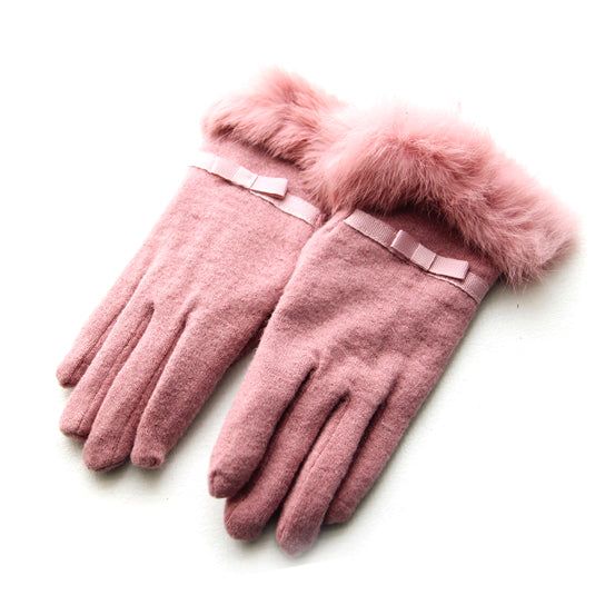 Cashmere Gloves with Faux Fur Trim & Touchscreen Technology for Winter