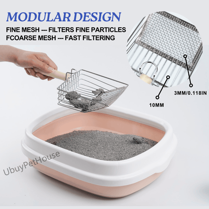 Cat metal litter scoops filter small feces Litter filters Oversized dog litter scoops can cope with different sizes of feces small and large holes The new design of litter scoops Wooden handles