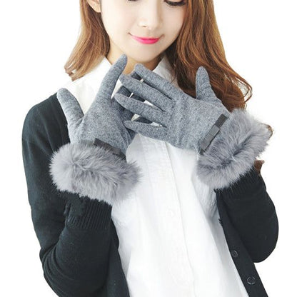 Cashmere Gloves with Faux Fur Trim & Touchscreen Technology for Winter