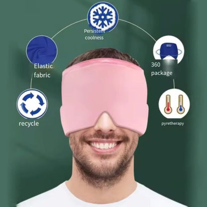 360° Massage Migraine Relief Hat, Hot/Cold Therapy Eye Mask