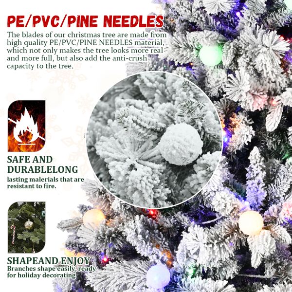 7.5FT Mixed PE/PVC Christmas Tree with LED Lights & Easy Power