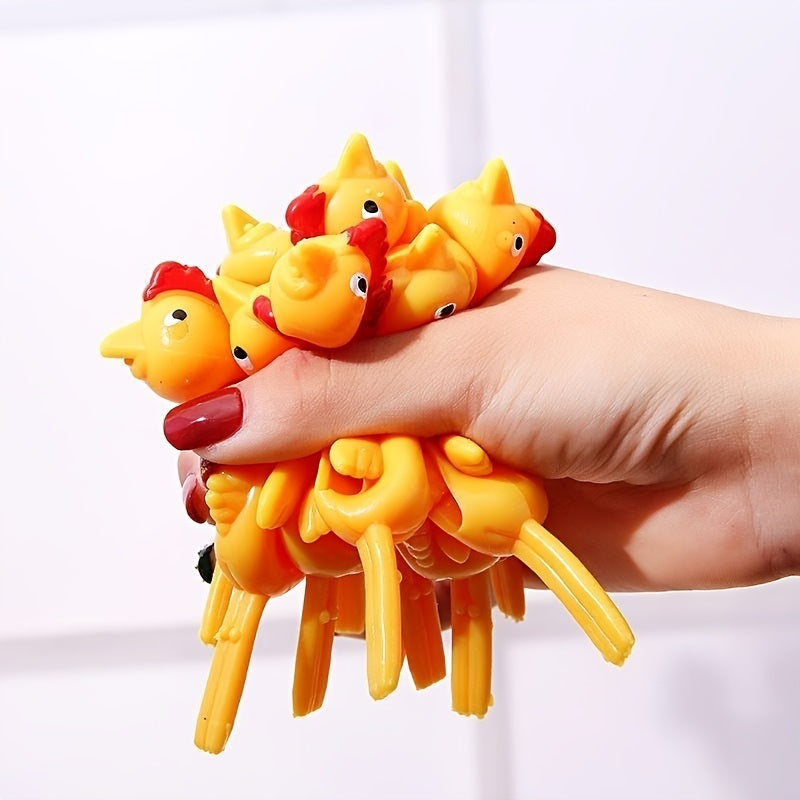 Slingshot Chicken Rubber Chicken Flick Chicken Flying Chicken Flingers Stress Gag Toys; Funny Christmas Easter Chicks Novelty Gifts For Kids